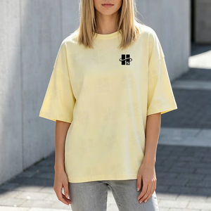 T-shirt da donna con spalle scese, in cotone, stile streetwear, tinta unita, modello lungo e ampio oversize - Product Image 3