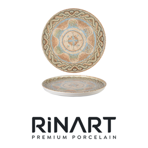 Celest Flat <b>Plate</b> with Rim Ø 24 cm H 1.7 cm Stackable Fine China Digital Print Rinart - Product Image 4