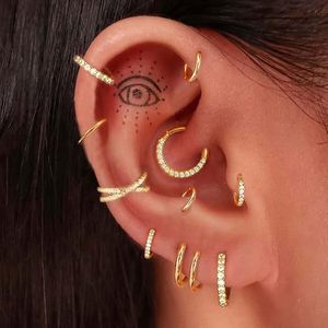 Ensemble de bagues de nez en acier inoxydable 16G, bijoux de piercing à cerceau ouvert incrustés de zircon pour femmes, cadeau, accessoire de mode - Product Image 3