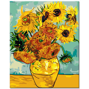 <span class=keywords><strong>Van</strong></span> <span class=keywords><strong>Gogh</strong></span> <span class=keywords><strong>girasoles</strong></span> DIY pintura por números Kit dibujado a mano flor pintura al óleo sobre lienzo para adultos principiantes arte - Product Image 1