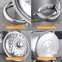 Ensemble de casseroles en acier inoxydable trois pièces, grande capacité, avec double poignée et couvercle en acier inoxydable
