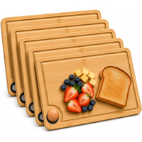 Tabla de cortar de bambú personalizada para cocina, pequeña, con ranura profunda para jugos y silicona antideslizante para colgar