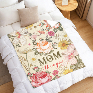 Manta Personalizada con Foto y Texto, Manta de Franela con Diseño Floral Vintage, Suave, Cálida y Acogedora para Sofá o Cama - Product Image 3
