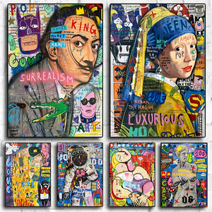 Trừu tượng graffiti <span class=keywords><strong>Pop</strong></span> nghệ thuật chân dung áp phích in <span class=keywords><strong>Canvas</strong></span> bức tranh nổi tiếng tường Hình ảnh trang trí nội thất tác phẩm nghệ thuật sơn dầu - Product Image 1