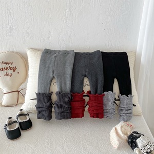 Girls' Thick Leggings Fleece Lined Solid Color Long Pants Autumn Winter Outerwear Baby Children's Warm Panties - Product Image 3