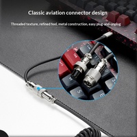 HEXGEARS Kabel Keyboard Gulung TPU 1.8m, Kabel Data Pengisian Daya Tipe C ke USB A dengan Konektor Aviation untuk Keyboard Mekanik