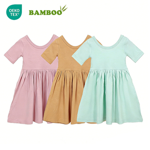 여름 아기 드레스 핫세일, 반팔 유아 여아 드레스, 부드러운 대나무 소재 아기 드레스 - Product Image 1