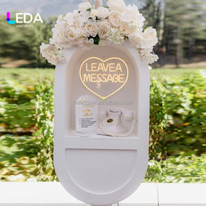 LEDA White Modern Telephone Booth with <b>LED</b> Light Floral Topper Leave a Message Box Wedding Reception Party Event Decor Metal - Product Image 6
