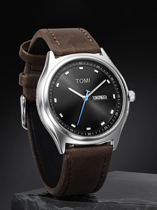 นาฬิกาข้อมือ <span class=keywords><strong>TOMI</strong></span> T030 รุ่นใหม่มาแรงสำหรับผู้ชาย สายหนัง หน้าปัดทรงกลม ดีไซน์ทันสมัย พร้อมปฏิทิน นาฬิกาควอตซ์ แฟชั่นสำหรับทุกเพศ - Product Image 1