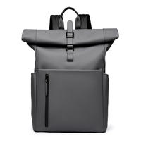Sac à dos de voyage d'affaires unisexe en denim et polyester, grande capacité, double compartiment arrière, couleur unie, bandoulière incurvée, vente en gros
