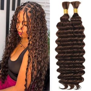 Cheveux humains vierges non traités pour tresses, extensions sans trame, tresses bohèmes, cheveux humains en vrac à ondulations profondes - Product Image 1