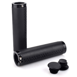 Poignées de guidon de vélo rétro en cuir PU, 2 pièces, verrouillables, diamètre intérieur 22mm, poignées de guidon de vélo de montagne - Product Image 1