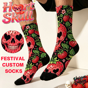 Chaussettes tricotées personnalisées sportives respirantes antibactériennes à motif tête de mort d'Halloween 360 - Product Image 1
