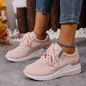 Sneakers da Donna con Zeppa Metallica Perforata, Suola Allacciata, Comfort per Camminata e Jogging all'Aperto, Scarpe Casual - Product Image 2
