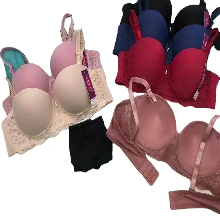 Modello da 2.28 dollari EM065 taglia 34-38 mercato del sud-est asiatico Stock Ready Lady Push Up set di reggiseno e mutandine carini con tutti i colori