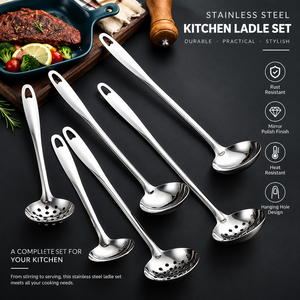 Cuillère passoire à long manche en acier inoxydable épaissi, louche à soupe pour fondue, sans danger pour les aliments, compatible lave-vaisselle, usage domestique et restaurant - Product Image 4