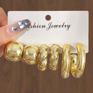 Nuevos Aretes de Aro Grandes en Forma de C con Gota de Agua Dorados de Moda para Mujer, Set de Joyería para Fiesta, Regalo, Aretes de Botón de Moda - Product Image 2