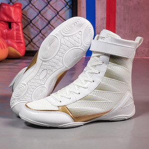 Boxing Shoes High Top Velcro Closure Breathable Fitness Combat Training White K006 - Product Image 3