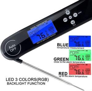 Цифровой термометр для мяса со складным щупом, водонепроницаемый IP66, голосовая сигнализация, 3-цветная подсветка, для кухни, барбекю и приготовления пищи - Product Image 4