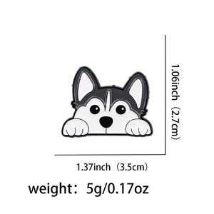 Lindo Insignia de Aleación de Zinc con Baño de Níquel Negro, Estilo Japonés Coreano, con Diseño de Perro Koki Grabado y Pintado - Product Image 5