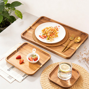 Plateaux de service en bois d'acacia rectangulaires ovales, taille personnalisable, pour servir les aliments, utilisation en cuisine - Product Image 3