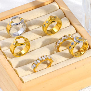 주스노바 여성용 투톤 18k PVD 골드 실버 도금 스테인리스 스틸 오픈형 조절 가능 인더스트리얼 스타일 스태커블 링 - Product Image 4