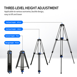 Trépied vidéo professionnel en aluminium robuste SHIHONG, capacité de charge de <span class=keywords><strong>6</strong></span> kg, hauteur maximale de 180 cm, longueur pliée de 85 cm, verrouillage à bascule, portable - Product Image 6