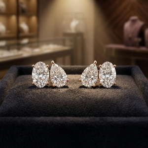 Pendientes de Diamantes Cultivados en Laboratorio, Corte Pera y Ovalado, Joyería Clásica de Compromiso para Mujer, Oro de 10K, 14K, 18K, Plata 925, 935 - Product Image 1