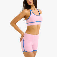 Ensemble de sport 2 pièces personnalisé pour femme, avec brassière de sport à bordure contrastante et short de yoga taille haute, pour la gym et le fitness