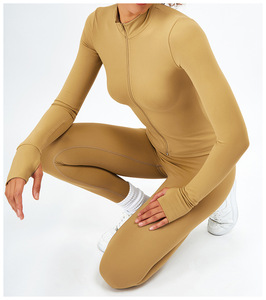 Set Yoga da Donna Abbigliamento da Allenamento Completo Sportivo da Palestra con Legging Senza Cuciture e <span class=keywords><strong>Crop</strong></span> <span class=keywords><strong>Top</strong></span> a Maniche Lunghe con Zip - Product Image 6