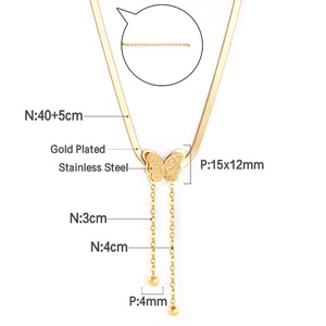 เครื่องประดับแฟชั่นชุบทอง 18k สร้อยคอผีเสื้อแบบกำหนดเอง ดีไซน์ใหม่ สร้อยคอจี้ - Product Image 3