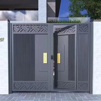 Portail d'entrée double battant en fonte d'aluminium, style chinois à quatre panneaux, anti-effraction, pour villas rurales auto-construites, modèle parent-enfant