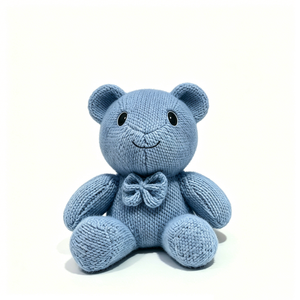 Oso de peluche azul tejido a mano personalizado, oso de peluche de hilo suave, regalo de oso de peluche tejido para bebé niño. - Product Image 2