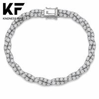 Bracelet chaîne corde en argent 925 avec fermoir moissanite pour homme – Vente en gros