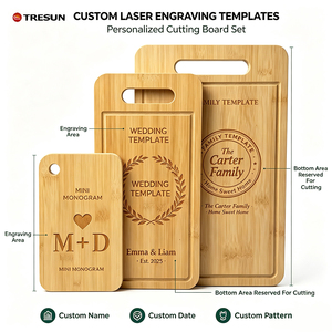 Juego de tablas de cortar de bambú con mango, tablas de cortar de madera para cocina con ranura para jugos, juego de tablas de cortar ecológicas - Product Image 1
