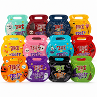 Sac cadeau personnalisé Halloween en forme de chaudron, pochette plate à fermeture éclair pour bonbons ou farces, avec poignée découpée, emballage plastique pour bonbons, vente en gros