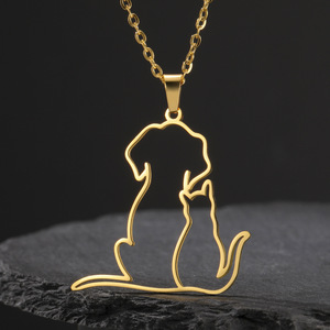 Nouveaux Colliers <span class=keywords><strong>de</strong></span> Mode <span class=keywords><strong>en</strong></span> Acier Inoxydable avec Pendentifs Creux Adorables Chat et Chien <span class=keywords><strong>pour</strong></span> Femmes – <span class=keywords><strong>Vente</strong></span> <span class=keywords><strong>en</strong></span> <span class=keywords><strong>Gros</strong></span> - Product Image 2
