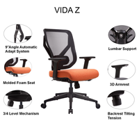 Chaise de bureau ergonomique confortable en maille avec accoudoirs 3D, dossier haut, siège en mousse moulée pivotant et réglage lombaire pour projets de bureau