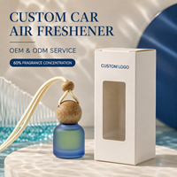 Diffuseur de parfum pour voiture en verre dégradé, bouteille ronde avec bouchon en bois et cordon tressé, concentration de parfum à 60 %, longue durée
