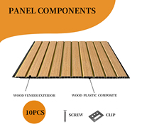 Panel de Pared WPC con Acabado de Madera Moderno e Impermeable, Panel Decorativo Acanalado de PVC E0 Ecológico para Baño, Hotel, Sala de Estar