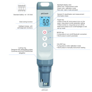 La aplicación móvil proporciona 4 tipos de pantalla de medición 7 en 1 Tds/<span class=keywords><strong>ec</strong></span>/salinidad/TEMP/ORP/RES/pH Metros Pluma probador de calidad del agua - Product Image 4