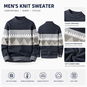 Pull-over d'hiver pour homme en gros, marque privée, fin, en nylon/coton, anti-rétrécissement, séchage rapide, respirant, motif 3D, blocs de couleur - Product Image 2