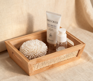 Scatola portaoggetti rettangolare in bambù con intreccio in rattan, ecologica, multifunzione, organizer per vestiti, capacità 6-10L, portata 5kg - Product Image 1