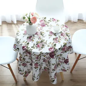 Tecido de mesa retangular de poliéster e algodão para festas tipo pastoral estampado para eventos