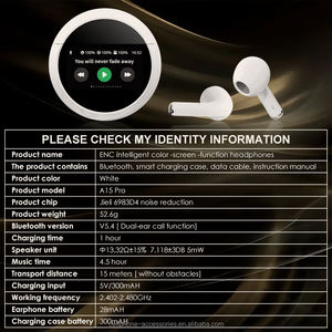 หูฟังไร้สาย <span class=keywords><strong>A15</strong></span> Pro หน้าจอสัมผัสความละเอียดสูง ฟังก์ชั่นหลากหลาย เสียงเบสแท้ จอ LED ดีไซน์แบบใส่ในหู แบตเตอรี่ดิจิตอล - Product Image 6