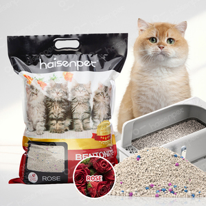 Oem Fabrikanten Natuurlijk Erts Kattenzand Rozen Geur Ontgeuring Stofvrij Klonteren Bentoniet Kattenbakvulling - Product Image 1