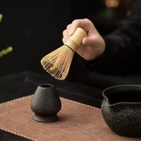Ensemble de 4 outils de pointage du thé en céramique avec logo personnalisé motif pierre Zen noir bol à Matcha pour le thé Sheng Baiben Li