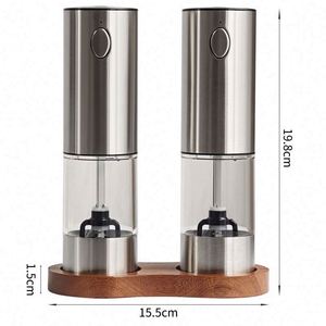 Stainless Steel Automatic Salt ,Electric <b>Pepper</b> Shakers Set Rechargeable Salt and <b>Pepper</b> <b>Grinder</b> with Adjustable Coarseness - Product Image 1