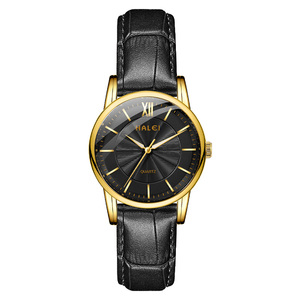 Envío Directo, Reloj de Cuarzo HALEI para Mujer, Esfera Redonda, Números Romanos, Correa de Cuero Analógica, Elegante, Caja Dorada de 30 mm, Venta al por Mayor - Product Image 2