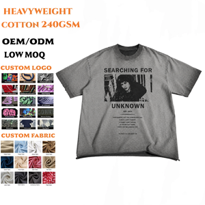 T-shirt surdimensionné en coton 240 g/m² délavé à l'acide, avec motif graphique vintage personnalisé, style streetwear unisexe, vente en gros 6623 - Product Image 1